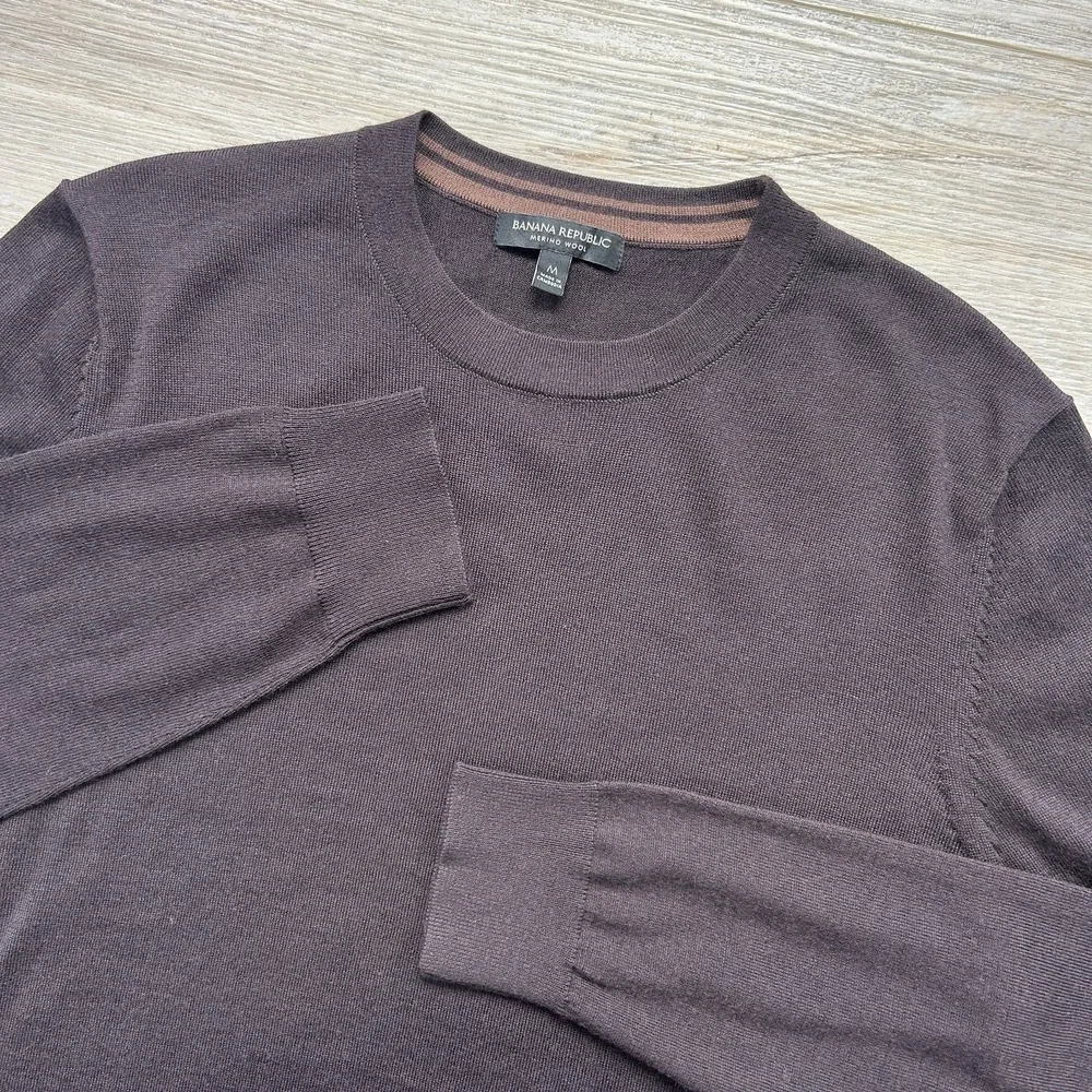 Banana Republic Medium Chocolate Brown Merino Wool Crew Neck Sweater